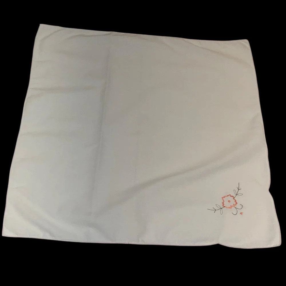 Vtg Set of 10 Embroidered Square Linen Table Napkins Light Pink Shabby Chic READ